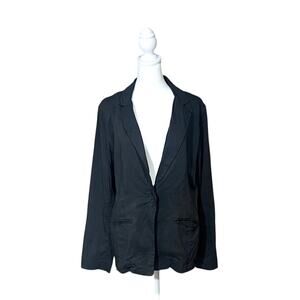 EILEEN FISHER Graphite Gray Linen Viscose Stretch Blazer Front Pockets Sz 12 P
